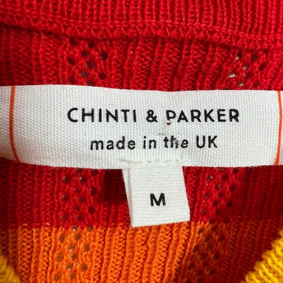 CHINTI & PARKER Sweater Medium Rainbow Stripe Mock Neck Ribbed Knit 100% Cotton - Picture 4 of 9